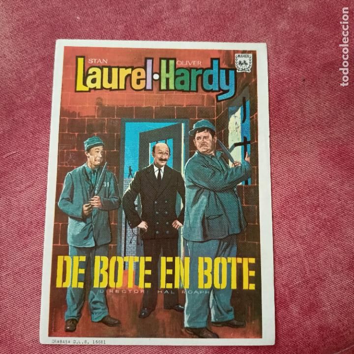 Cine: P2 DE BOTE EN BOTE PROGRAMA ORIGINAL DE MANO.STAN LAUREL - OLIVER HARDY - Foto 1