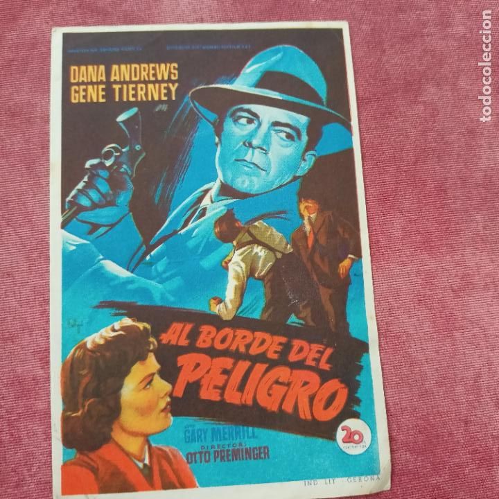  Flyers Publicitaires de films Anciens: P6 FOLLETO DE MANO DE LA PEL&Iacute;CULA AL BORDE DEL PELIGRO