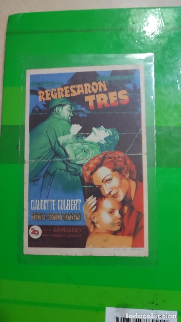 Cine: folleto de mano REGRESARON TRES , Claudette Colbert , 1951