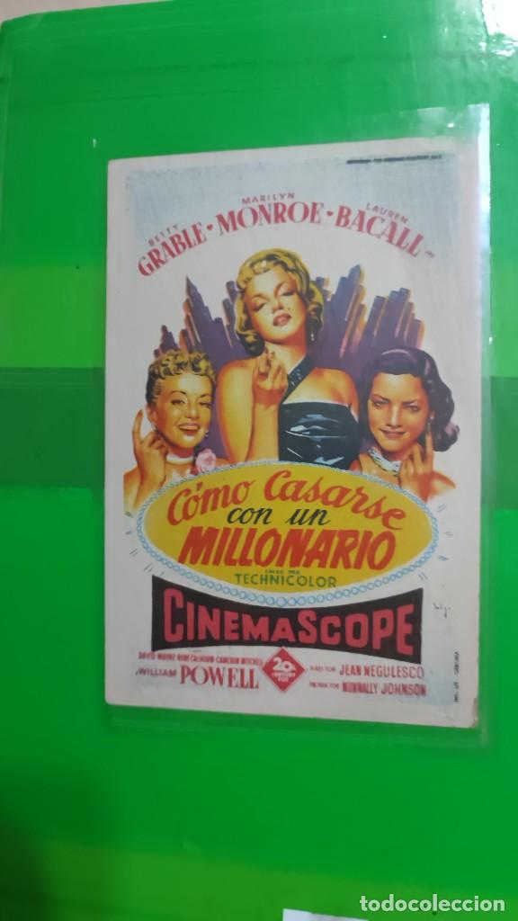 Cine: folleto de mano COMO CASARSE CON UN MILLORNARIO , Betty Grable , Marilyn Monroe , Lauren Bacall