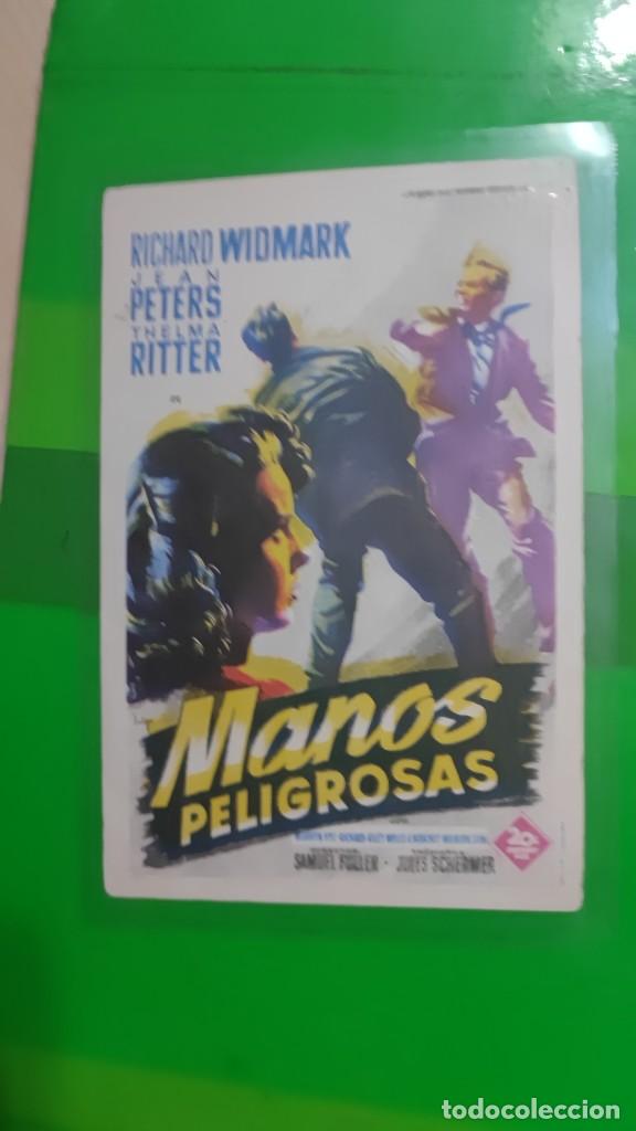 Kino: folleto de mano MANOS PELIGROSAS , Richard Widmark , Jean Peters , Thelma Ritter