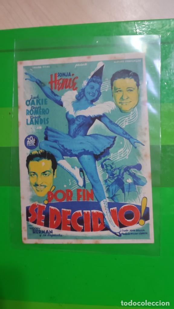 Cine: folleto de mano POR FIN SE DECIDIO , Sonja Henie , 1945