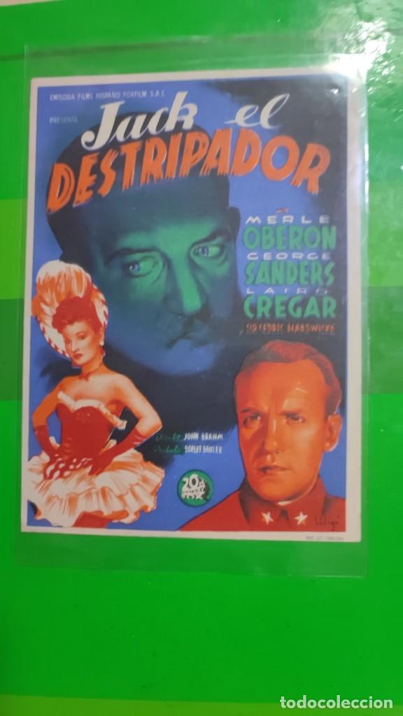 Cine: folleto de mano JACK EL DESTRIPADOR , Merle Oberon , George Sanders , Laird Cregar , a&ntilde;o 1946
