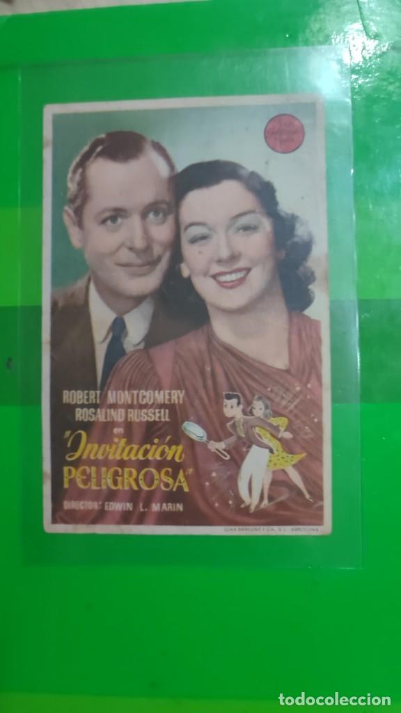 Cine: folleto de mano INVITACION PELIGROSA , Robert Montgomery ,