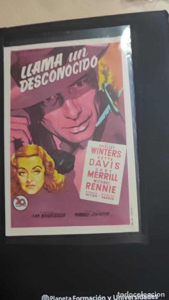  Foglietti di film di film antichi di cinema: folleto de mano LLAMA A UN DECONOCIDO , Shelley Winters ,
