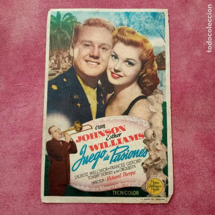 Cine: P7 PROGRAMA DE MANO :JUEGO DE PASIONES -ESTHER WILLIAMS - Foto 1