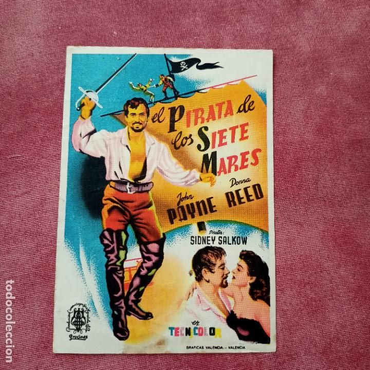  Flyers Publicitaires de films Anciens: P7 PROGRAMA DE CINE - EL PIRATA DE LOS SIETE MARES - JOHN PAYNE - - 1953.