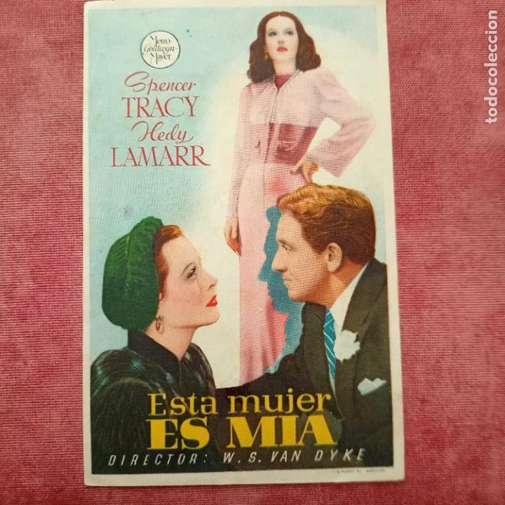 Folhetos de m&atilde;o de filmes antigos de cinema: P7 ESTA MUJER ES MIA CON SPENCER TRACY Y HEDY LAMARR. - FOLLETO DE MANO SENCILLO -cine Edison manlle