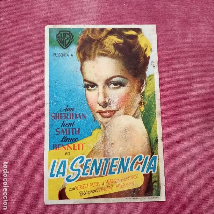 Folhetos de m&atilde;o de filmes antigos de cinema: P7 FOLLETO DE MANO DE LA PELICULA LA SENTENCIA CON sello cine kiosco Alfonso Coru&ntilde;a