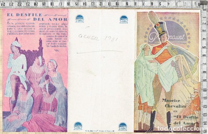 Kino: FOLLETO PROGRAMA PARAMOUNT MAURICE CHEVALIER EL DESFILE DEL AMOR 1931 - SIN PUBLICIDAD.