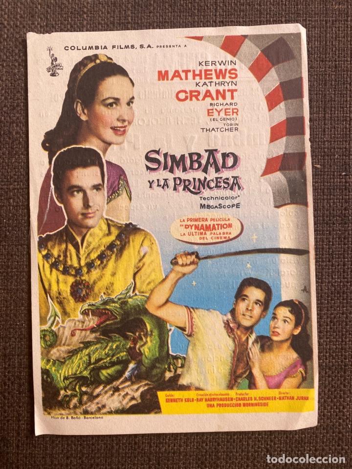 Cine: folleto de mano ; SIMBAD Y LA PRINCESA ; Kerwin Matheus ; ref 10 - Foto 1