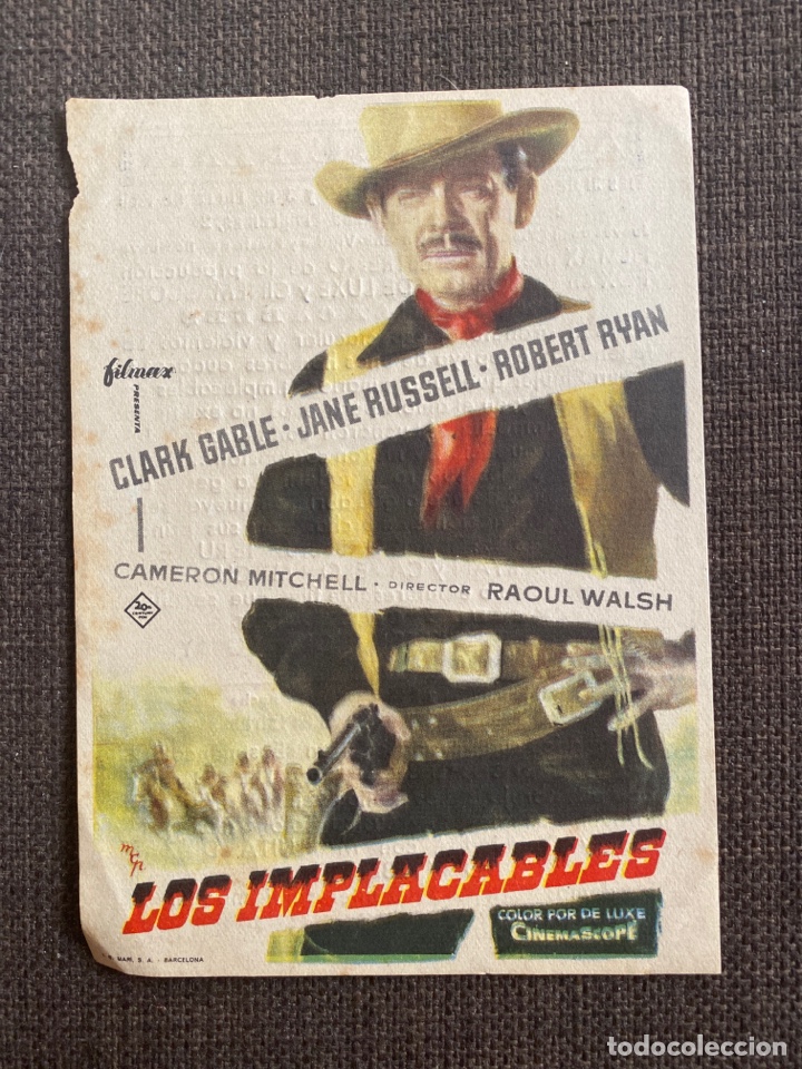 Cine: folleto de mano ; LOS IMPLACABLES ; 1960 ; Clark Gable ; ref 10 - Foto 1