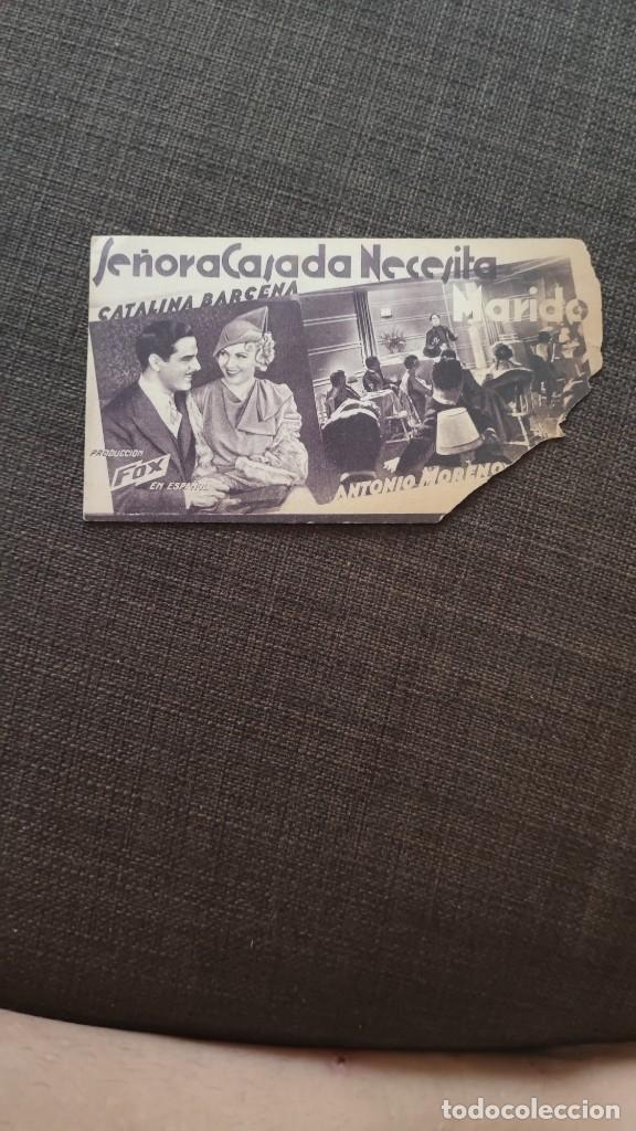  Flyers Publicitaires de films Anciens: folleto de mano SE&Ntilde;ORA CASADA NECESITA MARIDO , Catalina Barcena , REF 94