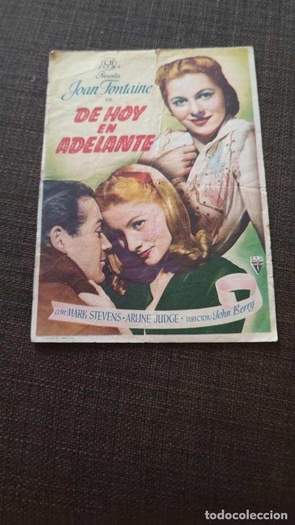 Cinema: folleto de mano DE HOY EN ADELANTE , joan Fontaine , ref 94