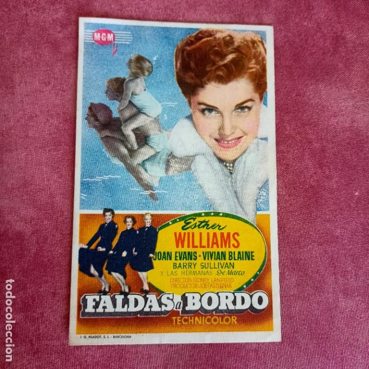  Flyers Publicitaires de films Anciens: P9 folleto de mano FALDAS A BORDO , Esther Williams , 1953 cine Edison manlleu