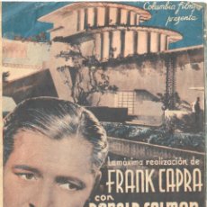Cine: PG - PROGRAMA DOBLE - HORIZONTES PERDIDOS - RONALD COLMAN - IDEAL CINEMA (VALENCIA) - 1940.. Lote 285043663
