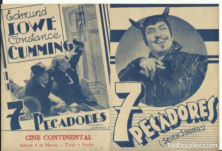 Cine: PTCC 070 7 PECADORES PROGRAMA DOBLE URUGUAYO EDMUND LOWE CONSTANCE CUMMINGS - Foto 1