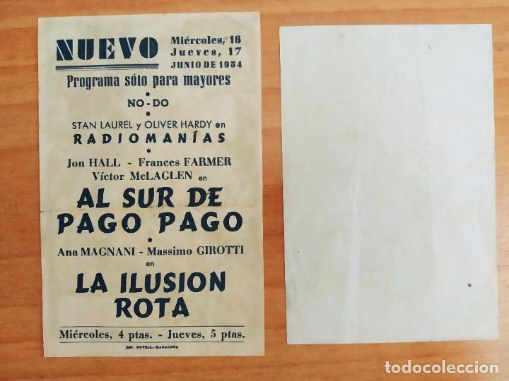 Cine: Z-- PROGRAMAS DE CINE -- AL SUR DE PAGO - PAGO - Foto 2