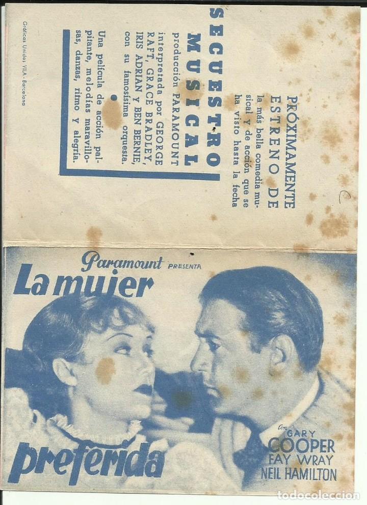 Cine: PTCC 073 LA MUJER PREFERIDA PROGRAMA DOBLE PARAMOUNT GARY COOPER FAY WRAY - Foto 2