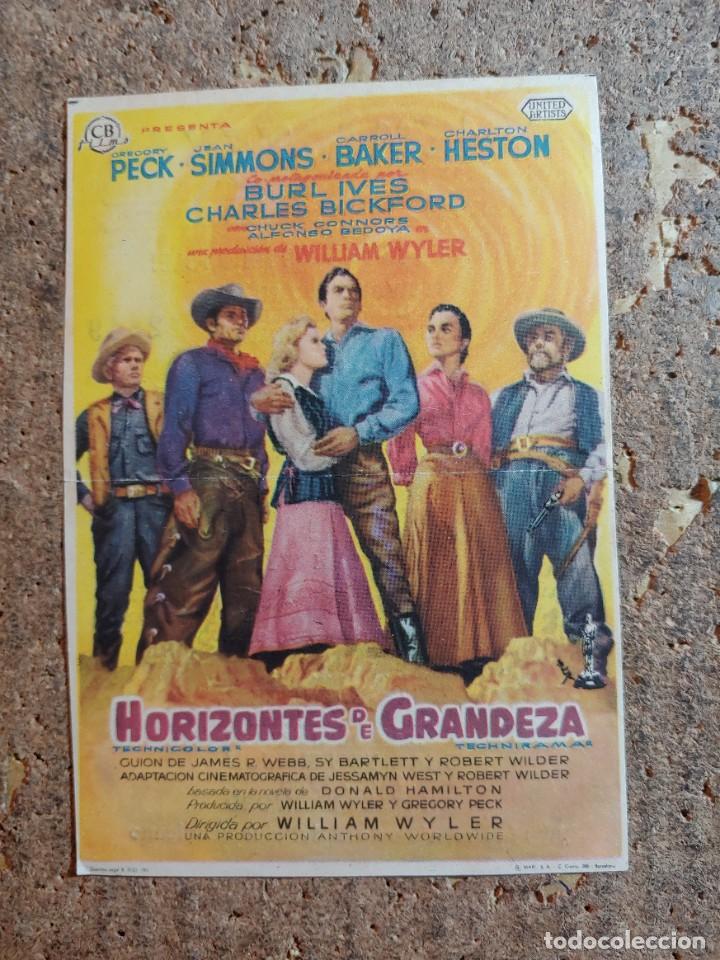 FOLLETO DE MANO DE LA PELICULA HORIZONTES DE GRANDEZA CON PUBLICIDAD (Cine - Folletos de Mano - Westerns)