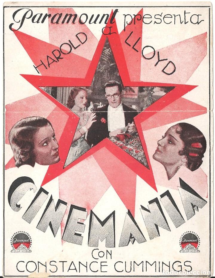 Cine: PTEB 069 CINEMANIA PROGRAMA DOBLE PARAMOUNT HAROLD LLOYD CONSTANCE CUMMINGS - Foto 1