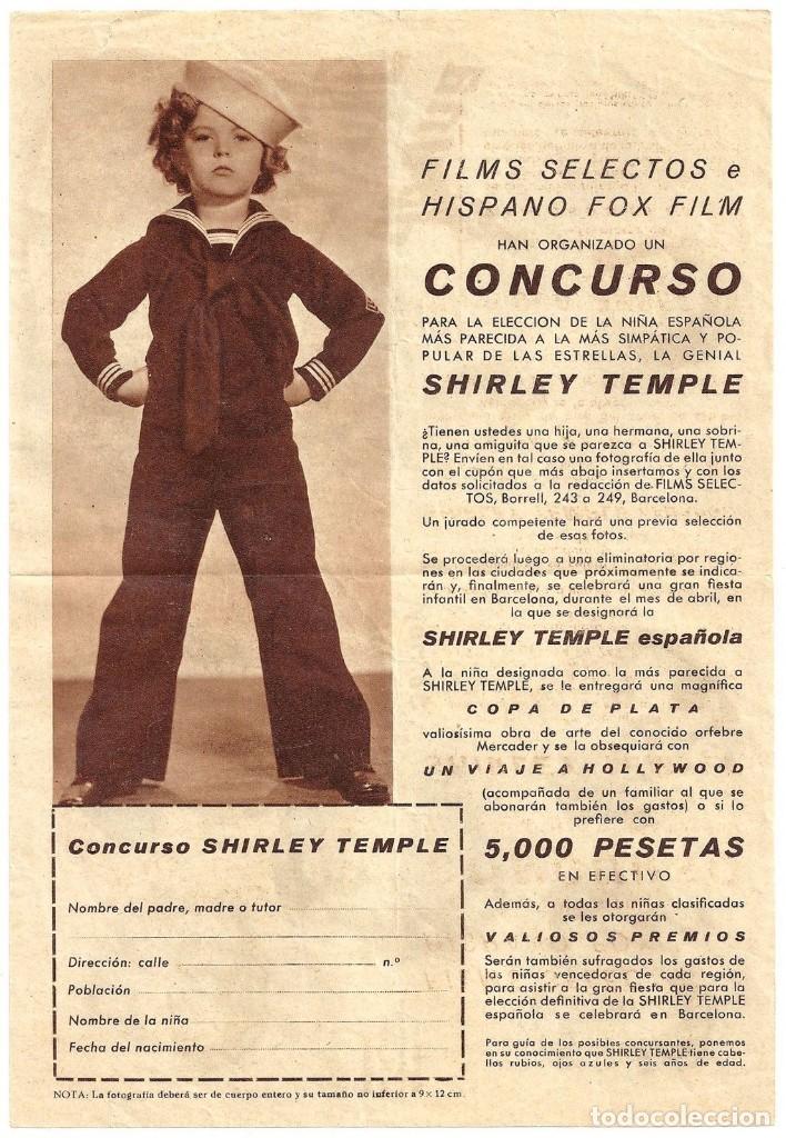 Cine: PTEB 069 SHIRLEY TEMPLE PROGRAMA DOBLE CONCURSO FILMS SELECTOS FOX - Foto 1