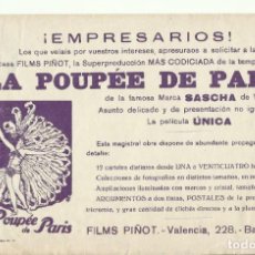 Cine: PTCC 076 LA POUPEE DE PARIS PROGRAMA SENCILLO PIÑOT LILI DAMITA MICHAEL CURTIZ 1925 CINE MUDO. Lote 287399073