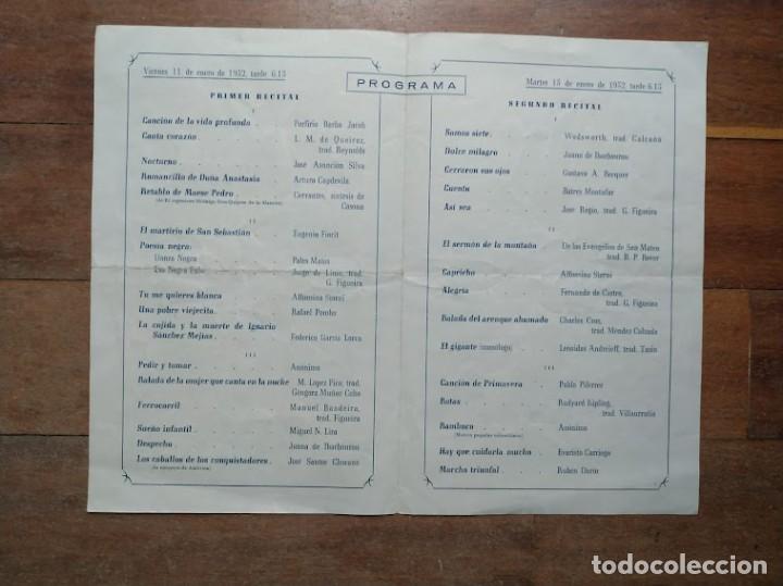 Cine: PTCC 078 BERTA SINGERMAN 2 RECITALES PROGRAMA TEATRO CALDERON 1952 - Foto 2