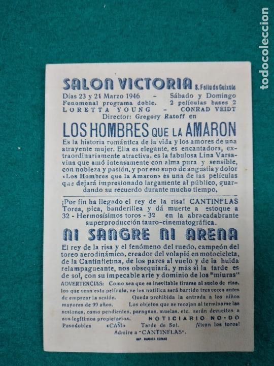 Cine: PROGRAMA DE CINE. LOS HOMBRES QUE LA AMARON. LORETTA YOUNG. CON PUBLICIDAD. - Foto 2
