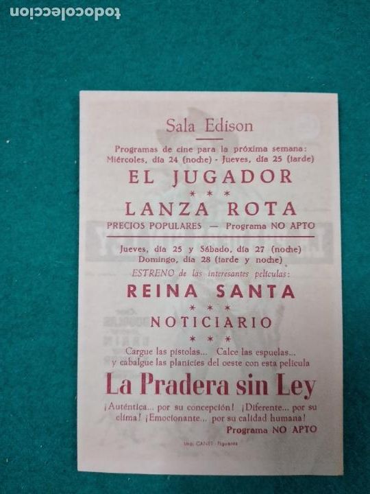 Cine: PROGRAMA DE CINE. LA PRADERA SIN LEY. KIRK DOUGLAS. CON PUBLICIDAD. - Foto 2