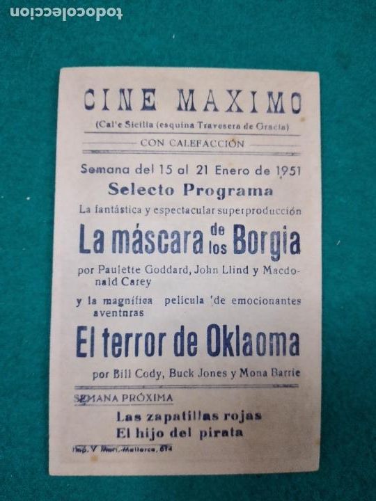 Cine: PROGRAMA DE CINE..LA MASCARA DE LOS BORGIA. PAULETTE GODDARD. CON PUBLICIDAD. - Foto 2