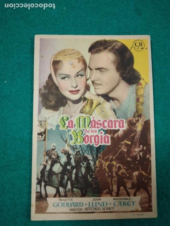 Cine: PROGRAMA DE CINE..LA MASCARA DE LOS BORGIA. PAULETTE GODDARD. CON PUBLICIDAD. - Foto 1