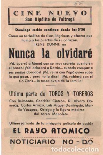 Cine: NUNCA LA OLVIDARE, PROGRAMA DE MANO - Foto 2