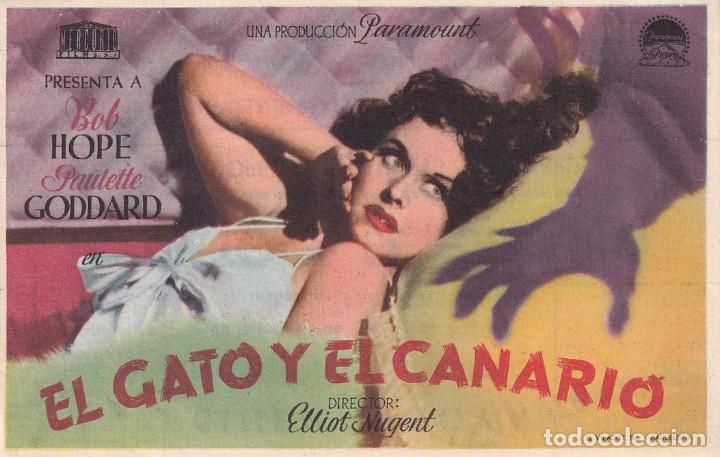 Cine: PROGRAMA DE CINE - EL GATO Y EL CANARIO - PUBLICIDAD CINEMA GOYA ZARAGOZA