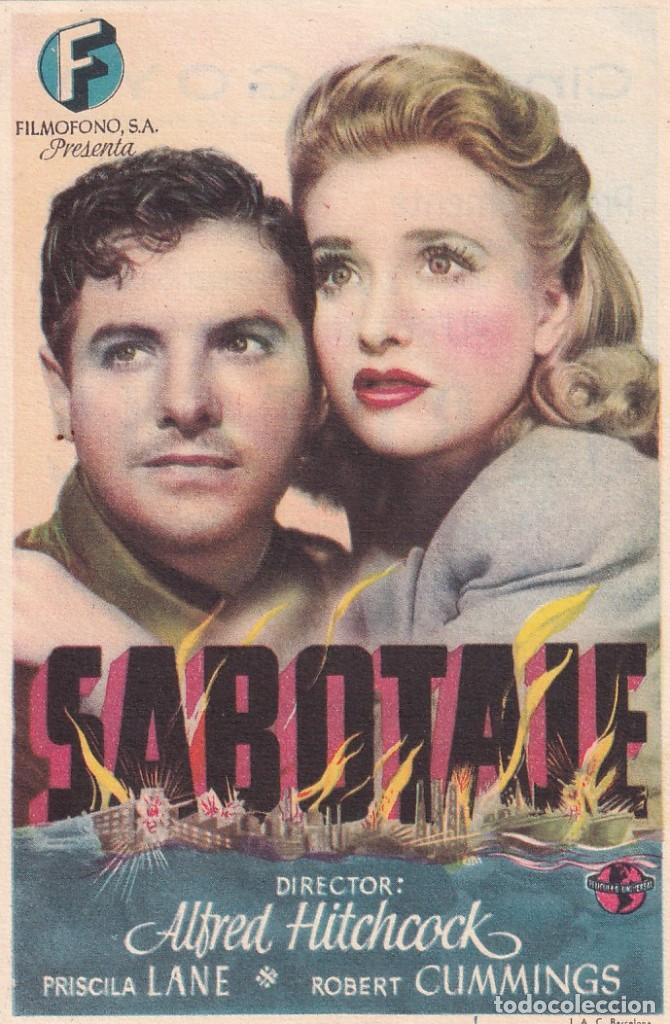 Cine: SABOTAJE.- PROGRAMA DE MANO. CINEMA GOYA ZARAGOZA - Foto 1
