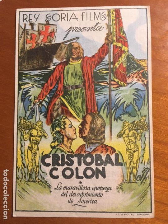 Cine: cristobal colon folleto de mano original con cine impreso