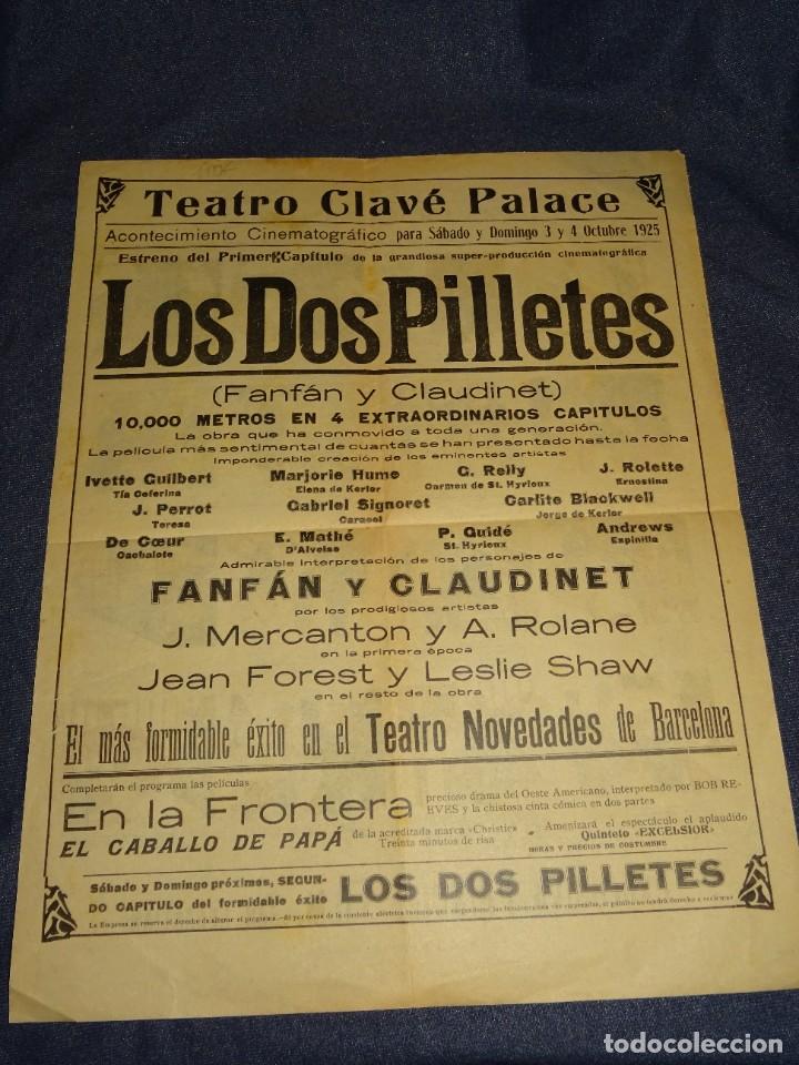 Cine: PROGRAMA DE CINE - LOS DOS PILLETES 1925 (FANF&Aacute;N Y CLAUDINET, NOVELA PIERRE DECOURCELLE - Foto 2