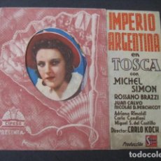 Cine: TOSCA. TROQUELADO, PUBLICIDAD CINES ROSA - ASTORIA Y TEATRO MERCANTIL 1943. Lote 291912553