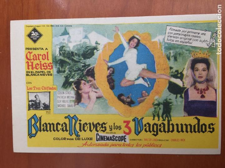 Cine: blancanieves y los 3 vagabundos folleto de mano original estreno perfecto estado como nuevo raro