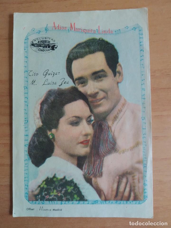 Cine: W-- PROGRAMAS DE CINE -- ADIOS MARIQUILLA LINDA - Foto 1