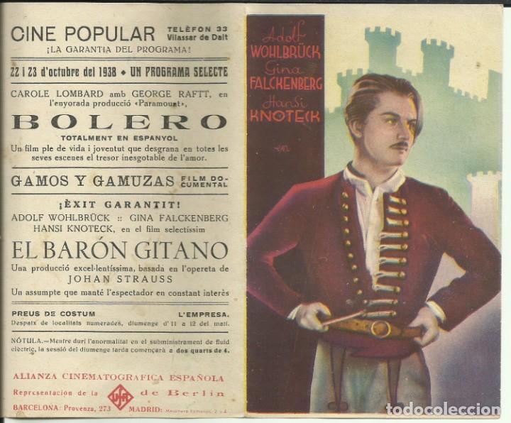 Cine: PTCC 094 EL BARON GITANO PROGRAMA DOBLE ACE ANTON WALBROOK cine POPULAR VILASSAR DE DALT - Foto 1
