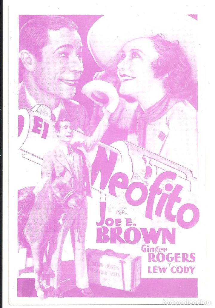 Cine: PTCC 090 EL NEOFITO PROGRAMA TARJETA WARNER GINGER ROGERS JOE E. BROWN - Foto 1