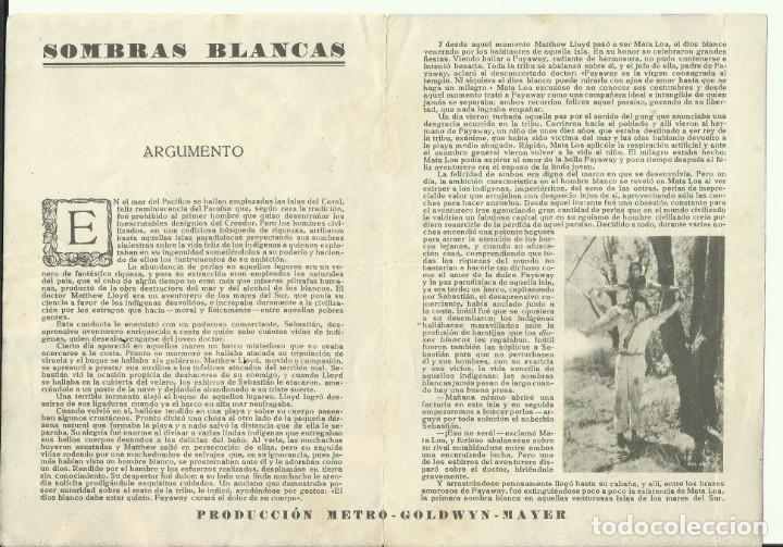 Cine: PTCC 099 SOMBRAS BLANCAS PROGRAMA DOBLE MGM RAQUEL TORRES MONTE BLUE - Foto 2