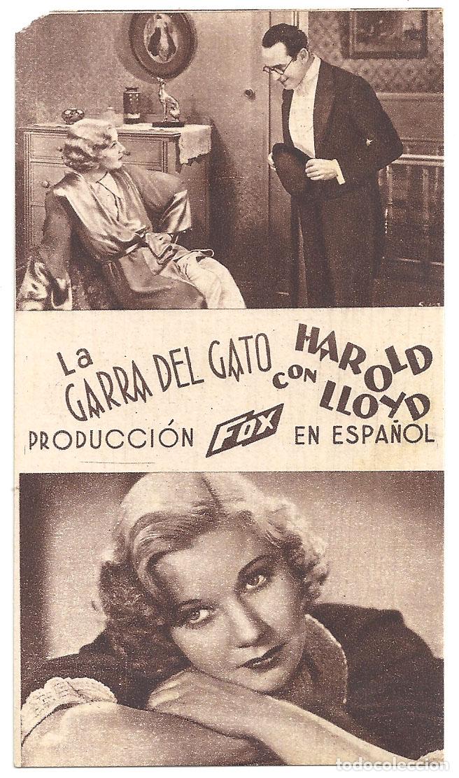Cine: PTCC 092 LA GARRA DEL GATO PROGRAMA TARJETA FOX HAROLD LLOYD - Foto 1