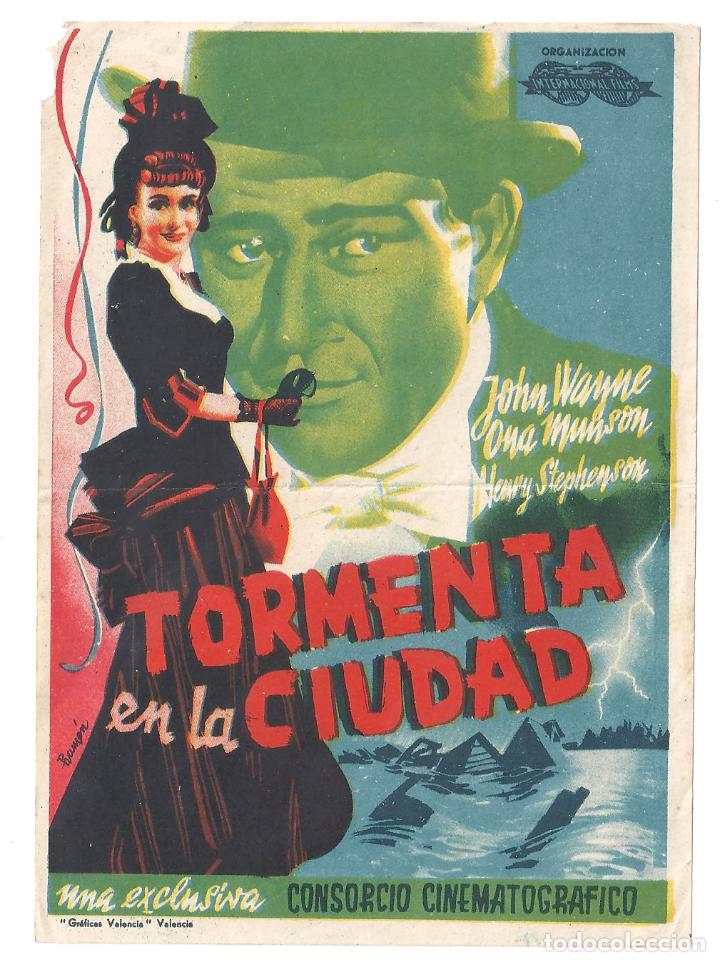 Cine: PTCC 092 TORMENTA EN LA CIUDAD PROGRAMA SENCILLO INTERNACIONAL JOHN WAYNE no estrenada - Foto 1