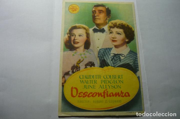Folhetos de m&atilde;o de filmes antigos de cinema: programa desconfianza - claudette colbert publicidad miramar -salon rosa canet de mar
