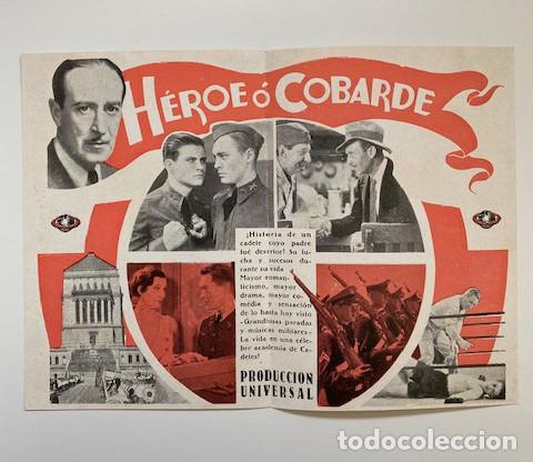 Cine: H&Eacute;ROE O COBARDE. PROGRAMA DOBLE UNIVERSAL. TOM BROWN, TYRONE POWER Y ALAN LADD. PERFECTO ESTADO - Foto 2