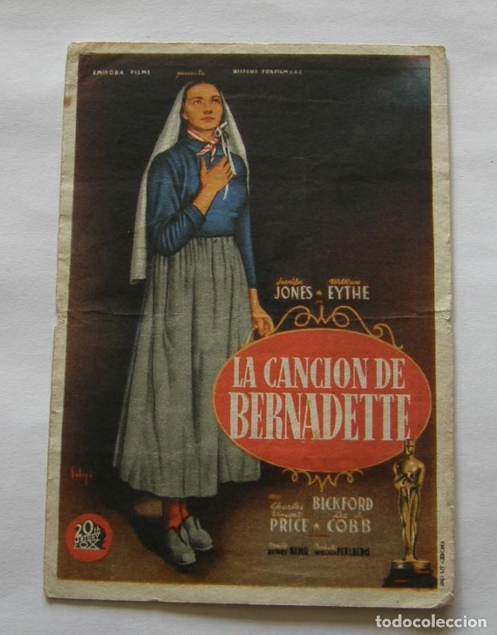  Flyers Publicitaires de films Anciens: PROGRAMA DE CINE LA CANCION DE BERNADETTE
