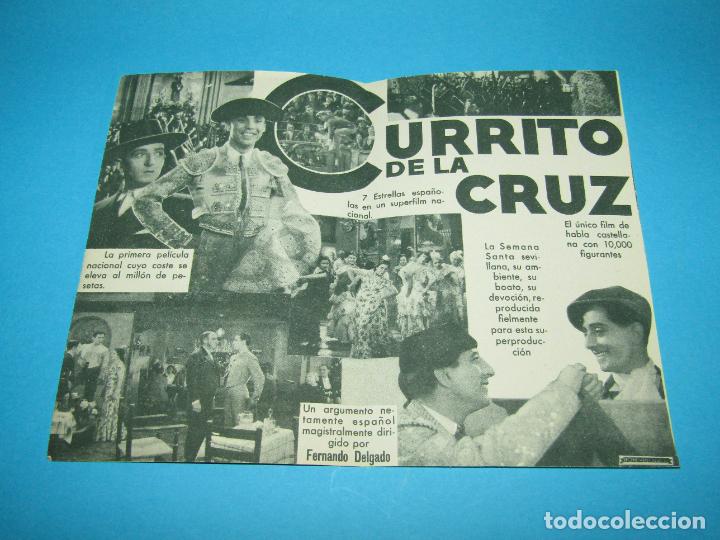 Cine: Antiguo Programa de Mano Doble * CURRITO DE LA CRUZ * del A&ntilde;o 1936 - Foto 2