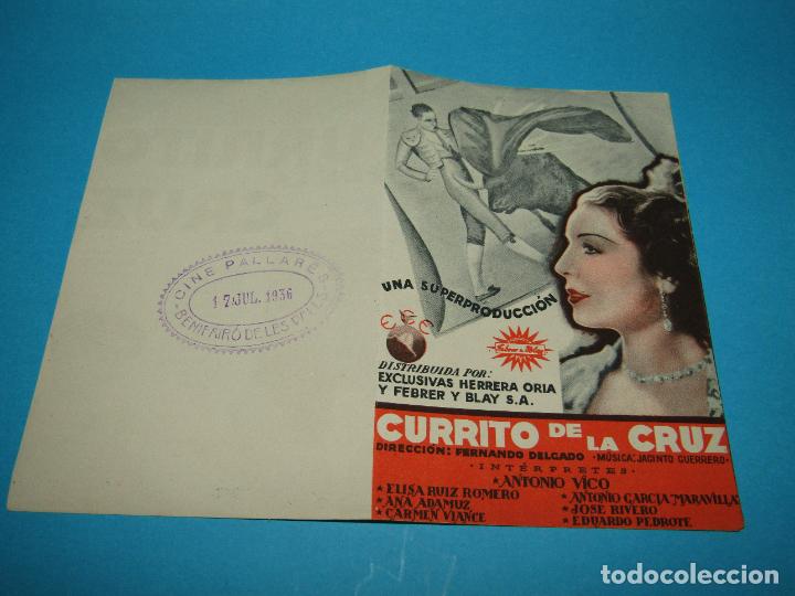 Cine: Antiguo Programa de Mano Doble * CURRITO DE LA CRUZ * del A&ntilde;o 1936 - Foto 3
